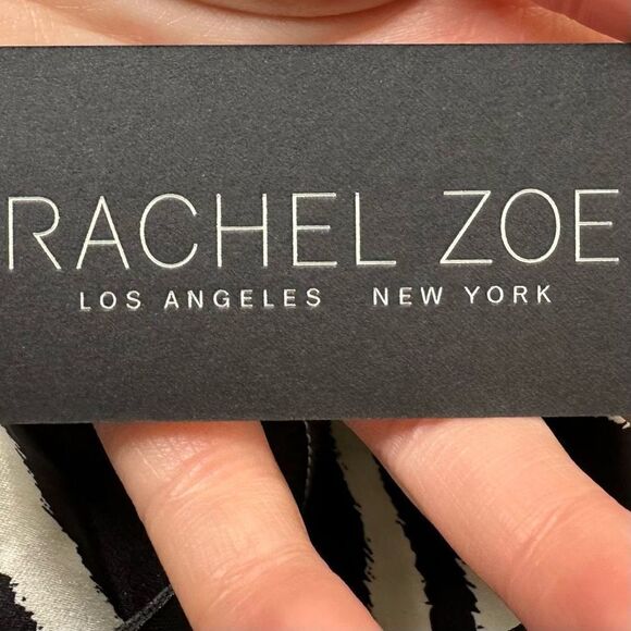 NWT Rachel Zoe Zebra Stripe Collared Button Down Short sleeve Satin Blouse - Picture 8 of 9